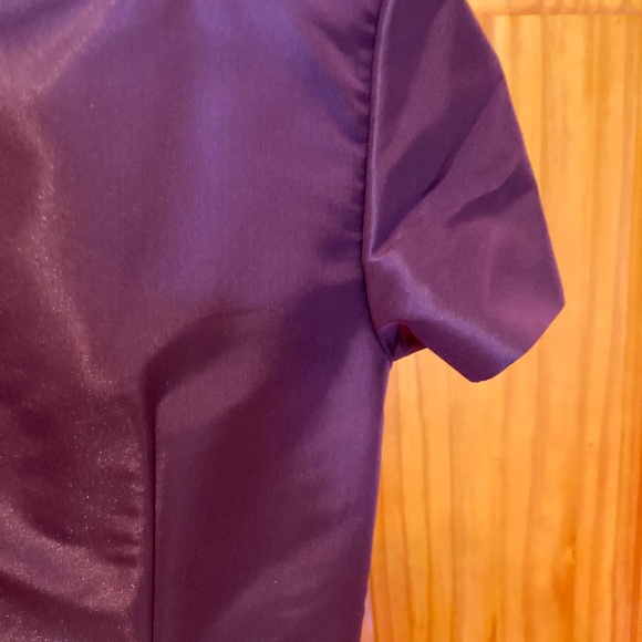 Prada Taffeta Pleated Short Sleeve Formal Plum Color Dress Size 46 Made in Italy - Picture 8 of 16